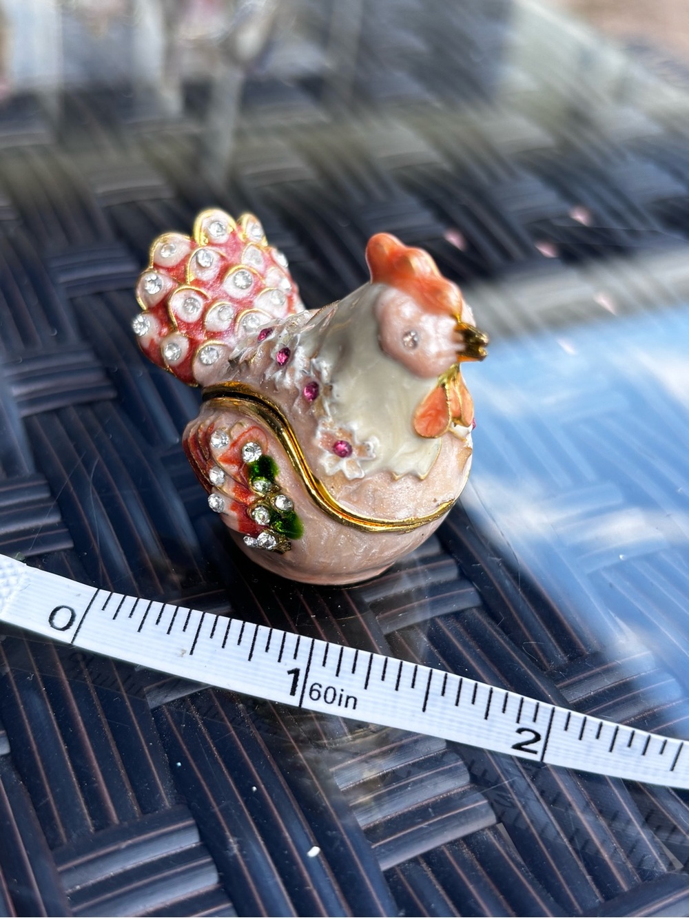 Pink Decorative Bird Trinket Box with Rhinestones